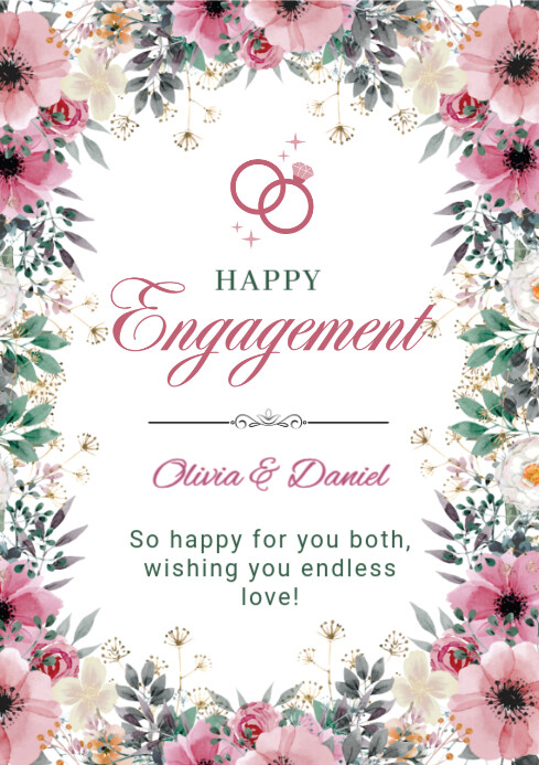 Happy engagement A4 template
