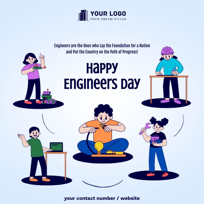 Happy Engineers Day Wishes Poster Template | PosterMyWall