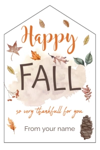 Happy Fall Gift Tag Template, Printable Hello Fall Gift Tag Banner 4' × 6'
