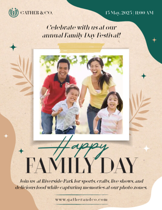 Happy Family Day Asian Flyer Folheto (US Letter) template
