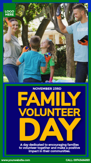 Happy Family Volunteer Day Template | PosterMyWall