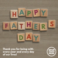 Happy Father's Day colorful wooden letters Square (1:1) template