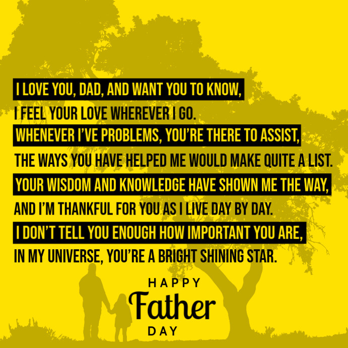 Happy Father's Day Poem Template สี่เหลี่ยมจัตุรัส (1:1)