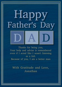 Happy Father's Day Modern Blue Greeting Card A6 template