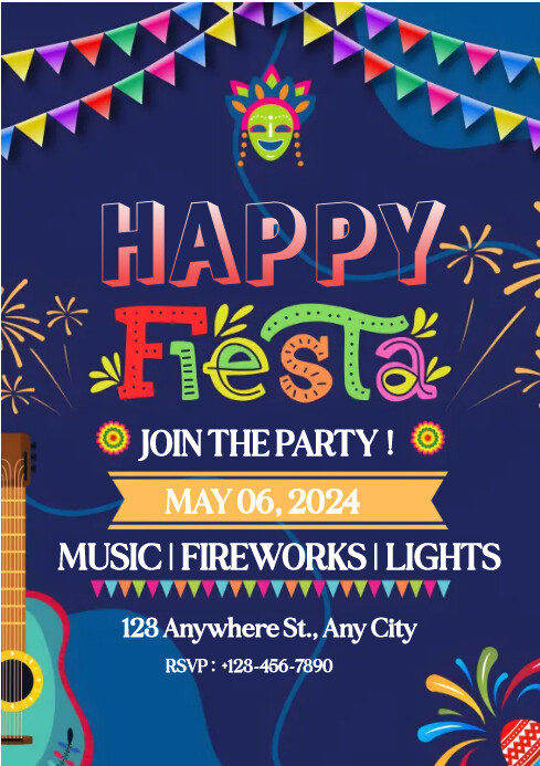 Happy Fiesta Invitation y Template | PosterMyWall