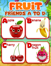 Happy Fruits Alphabet Wall Art Flyer (US Letter) template