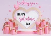 Happy galentines day poster ad design Postcard template