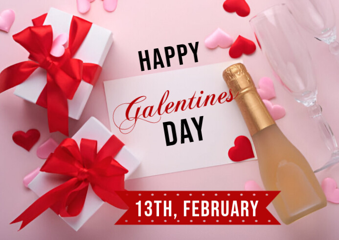 Happy galentines poster ad design Poskaart template