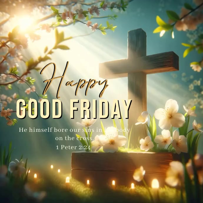 Good Friday With Scripture happy good Friday scripture DESIGN TEMPLATE | PosterMyWall