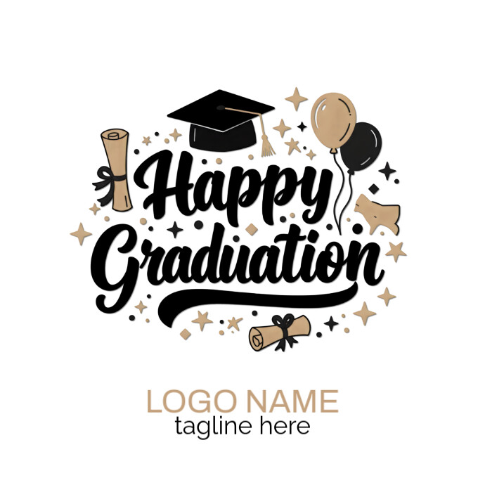 Happy graduation text logo template