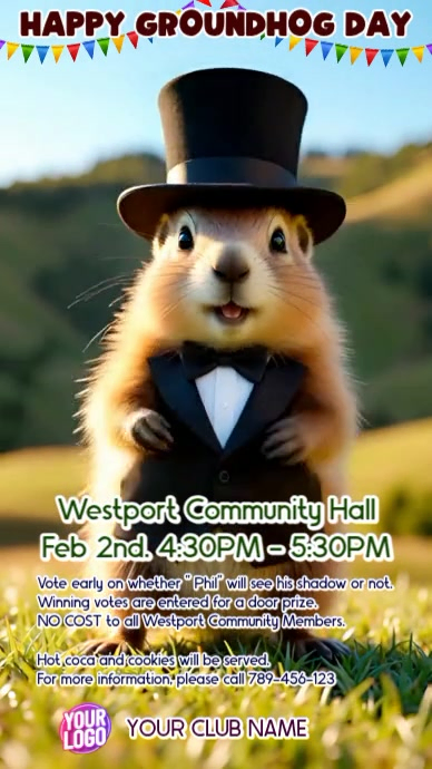 Happy Groundhog Day Video Template | PosterMyWall
