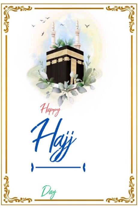 Happy Hajj day Poster template
