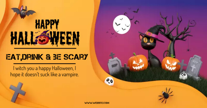 happy halloween,halloween greeting card Imagem partilhada do Facebook template