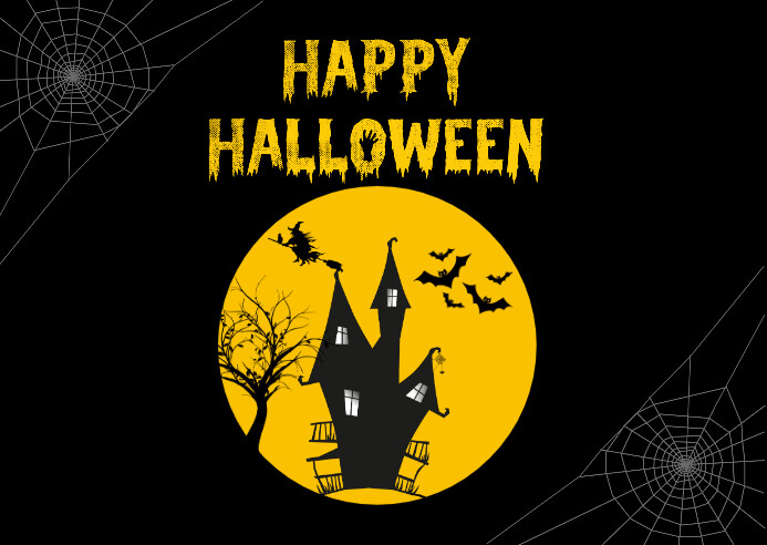 Happy Halloween Banner Template Postcard
