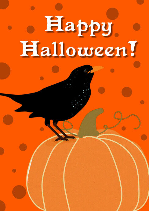Happy halloween card design A5 template