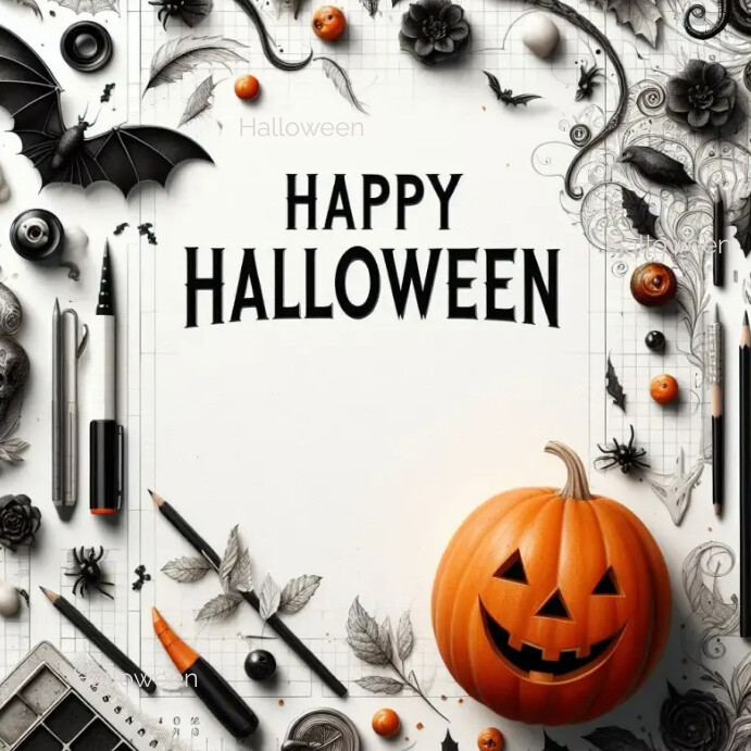 Happy Halloween day โพสต์บน Instagram template