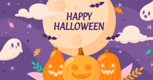 Orange Happy Halloween Day Immagine condivisa di Facebook Template