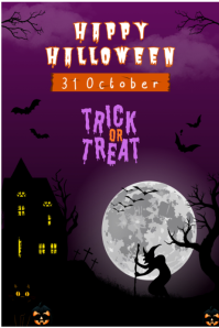 Happy Halloween day Instagram poster Plakat template