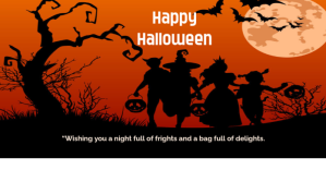 Black happy halloween Сообщение Twitter Template