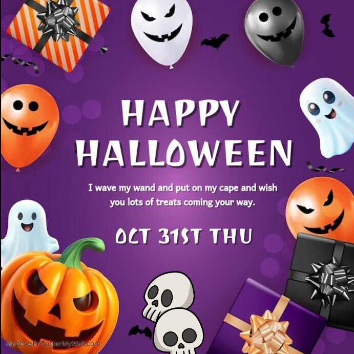 Happy Halloween Instagram post template. (1) PosterMyWall