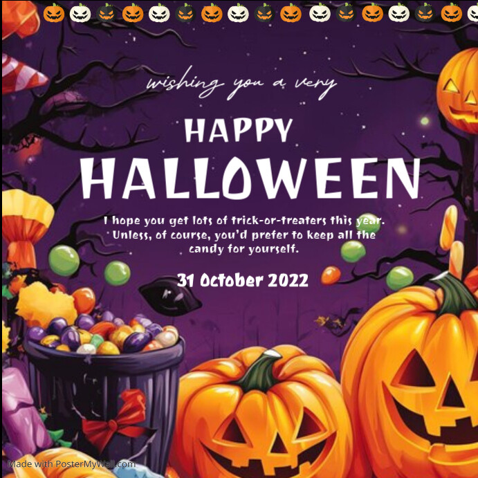 Happy Halloween Instagram post template. PosterMyWall