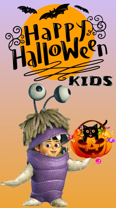 HAPPY HALLOWEEN KIDS Digital Display (9:16) template