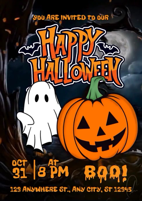 Happy Halloween Night Party A4 template