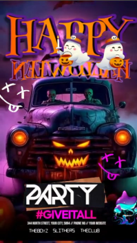 Fioletowy Halloween Party Instagram Story Template