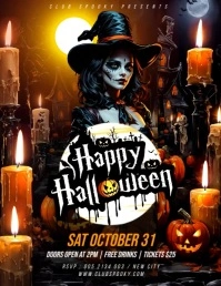Happy Halloween party invitation social media flyer template design
