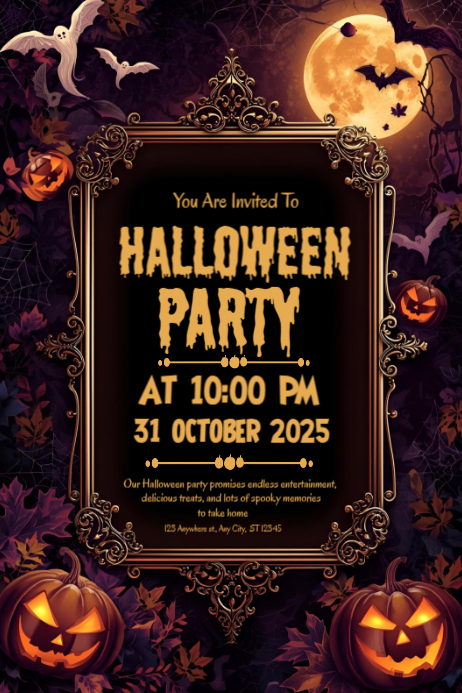 Happy Halloween party template 2025 Banner 4' × 6'