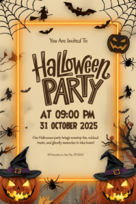 Happy Halloween party template 2025 Transparent 4 stopy × 6 stóp