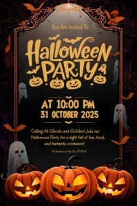 Happy Halloween party template 2025 Баннер 4' × 6'