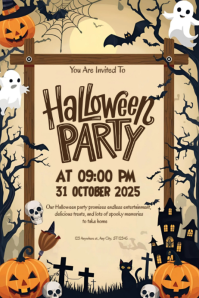 Happy Halloween party template 2025 แบนเนอร์ 4' × 6'