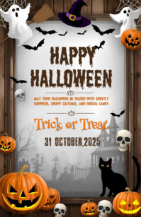 Happy Halloween template 2025 Half Page Wide
