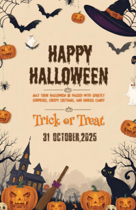 Happy Halloween template 2025 Half Page Wide