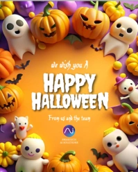 Happy halloween wishes card greetings scary spooky theme company message editable flyer template Instagram Portrait