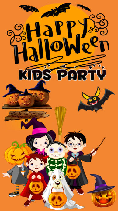 HAPPY HALLOWEN KIDS PARTY Digitalanzeige (9:16) template