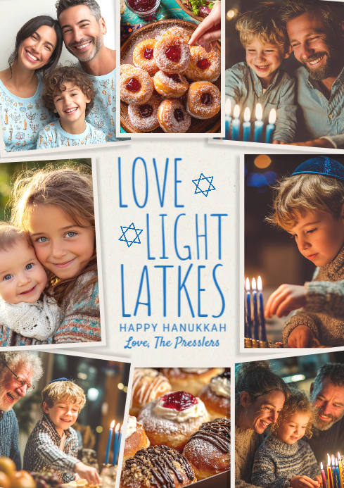 Happy Hanukkah Family Collage Template A4