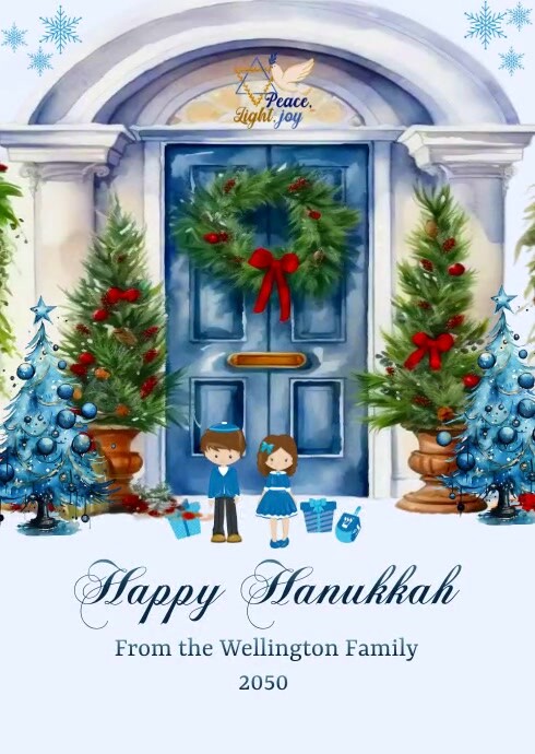 Happy Hanukkah Greeting Card A6 template