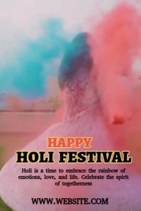 Happy Holi Festival Day  Pinterest Graphic template