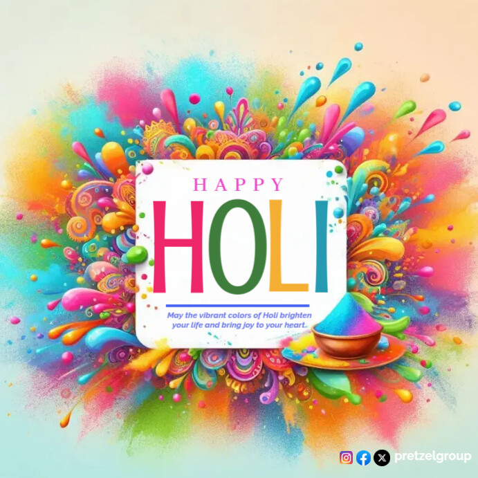 Happy Holi Festival greetinngs Free Template | PosterMyWall