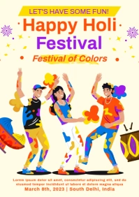 Happy Holi Festival Poster A4 template