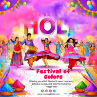 Happy Holi Instagram Post template