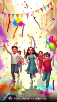 Happy Holi Motion Graphics 2024 Instagram Reel template