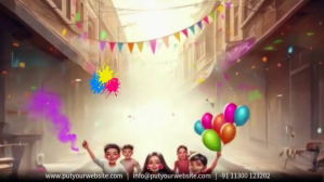 Happy Holi Motion Graphics 2024 Ekran reklamowy (16:9) template