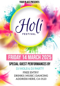 Happy Holi Post  A4 template