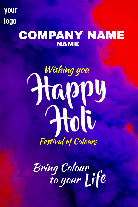 Happy Holi Poster template