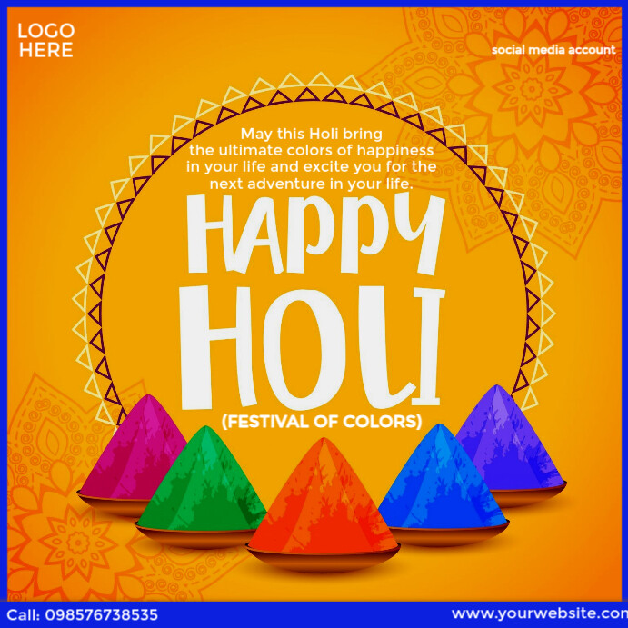 happy holi wishes Template | PosterMyWall