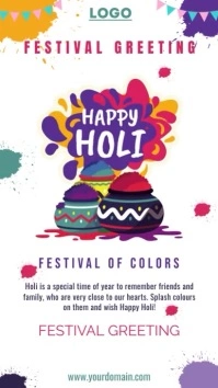 Happy holi wishes instagram reels post flyer Instagram-reel template