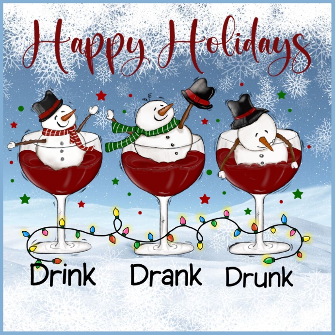 Happy Holiday funny design with drunk snowman Vierkant (1:1) template